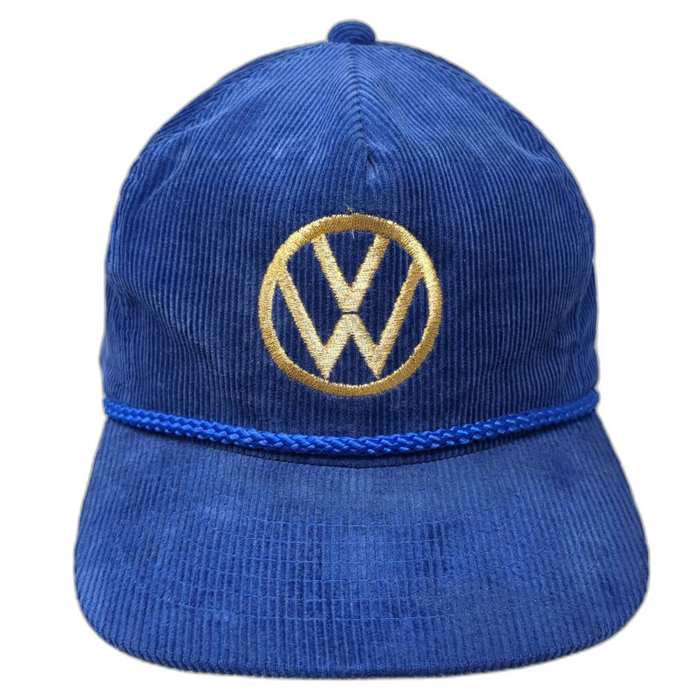AmaPro 5 Panel Blue One Size Corduroy Volkswagen Logo Rope Hat Vintage